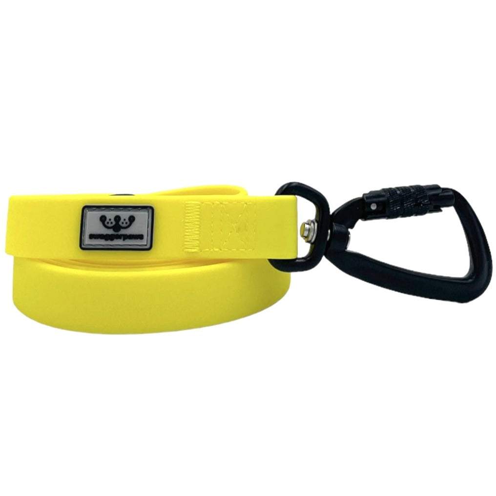 SwaggerPaws waterproof dog lead with auto-lock carabiner, lemon yellow