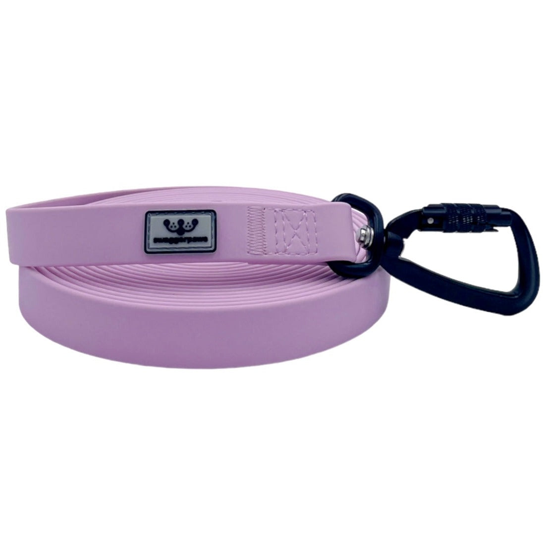 SwaggerPaws waterproof long line dog lead with auto-lock carabiner, lavender purple