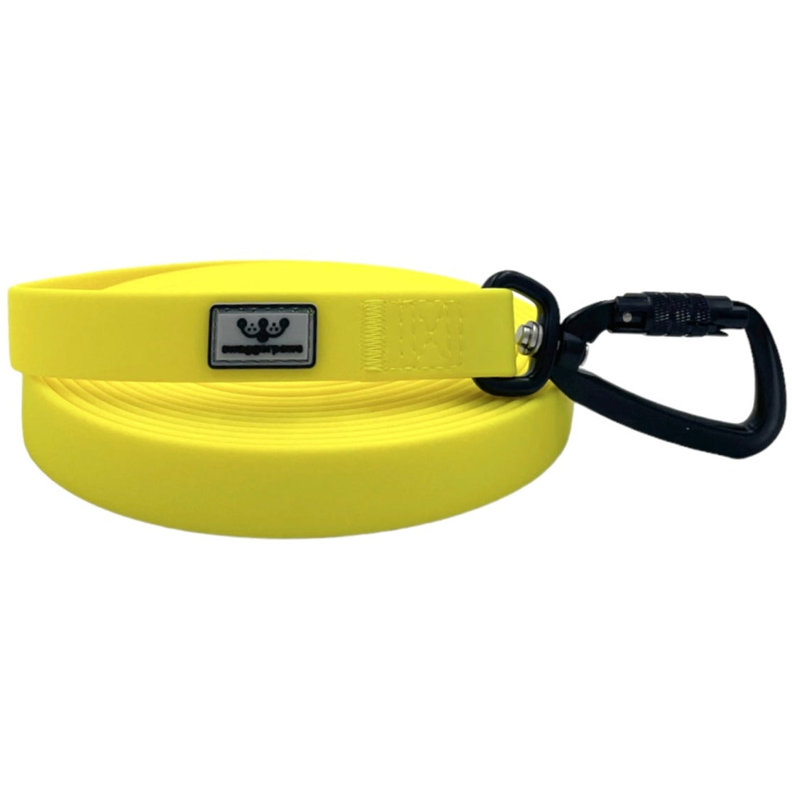 SwaggerPaws waterproof long line dog lead with auto-lock carabiner, lemon yellow