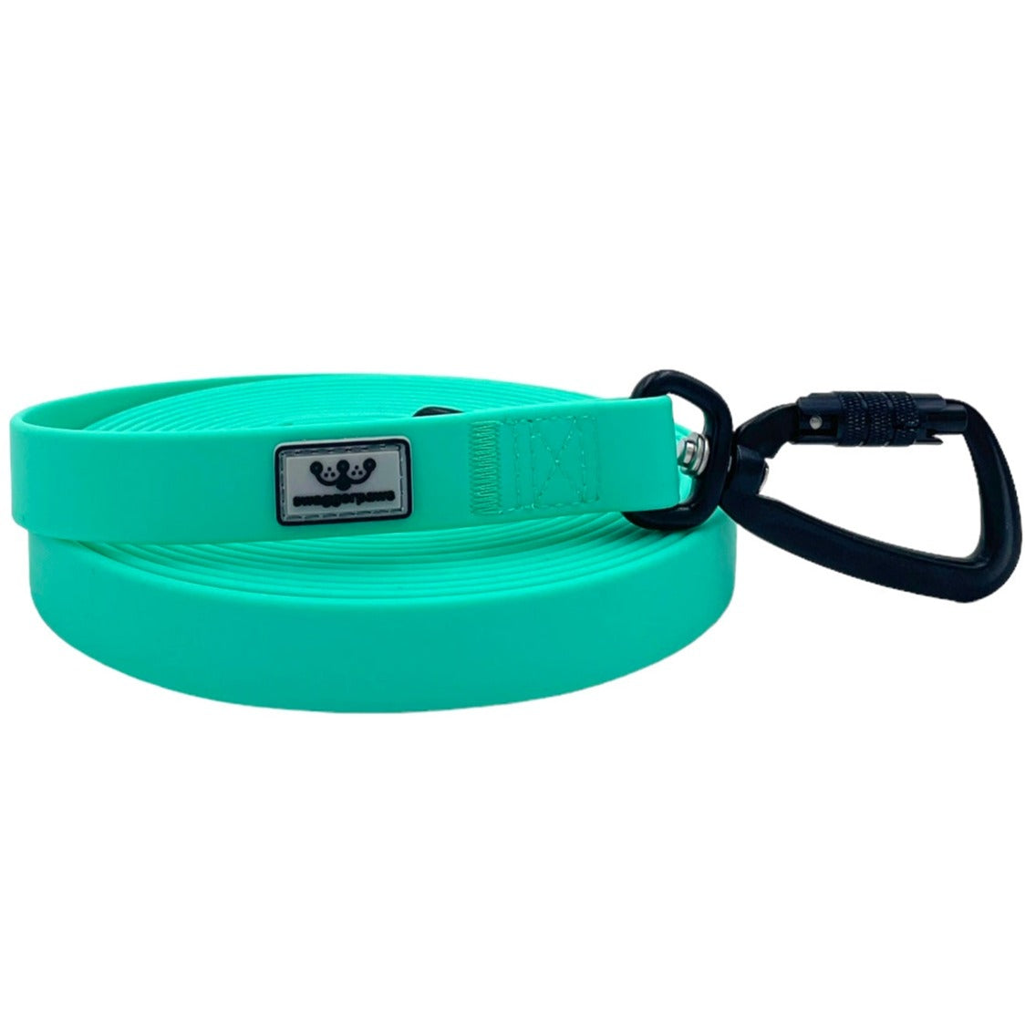 SwaggerPaws waterproof long line dog lead with auto-lock carabiner, spearmint green